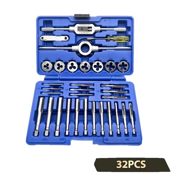 Tap och Die Set, Hållbart CR-V Stål, 32-delars Kit,Blå