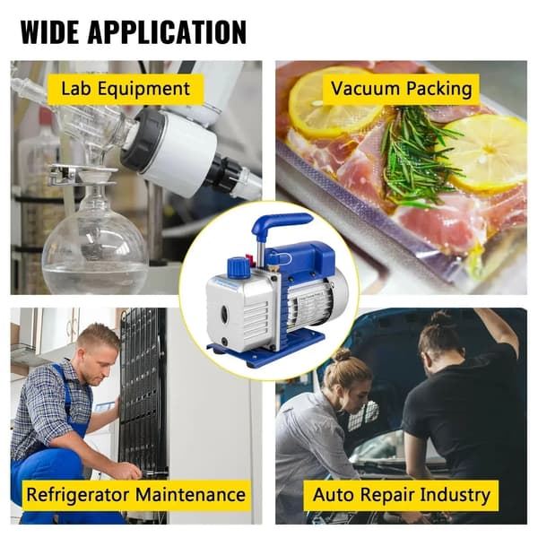 Vakuumpump, 4 CFM flödeshastighet, dubbla tryckmätare,4CFM