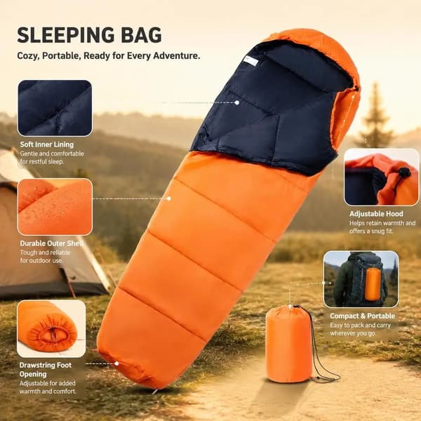 Mumi Sovepose, Holdbart Polyester, Behageligt Temperaturinterval,Appelsin