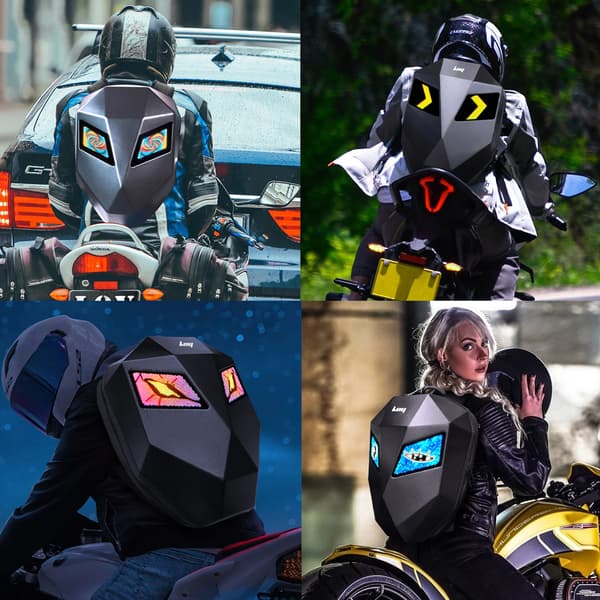 Motorcykelrygsæk, Stor Kapacitet, Programmerbar LED Skærm,sort