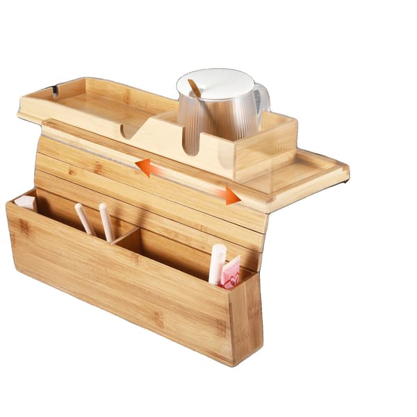 Sofa Kop Holder, Bambus Materiale, Foldbar og Skridsikker Design,Beige