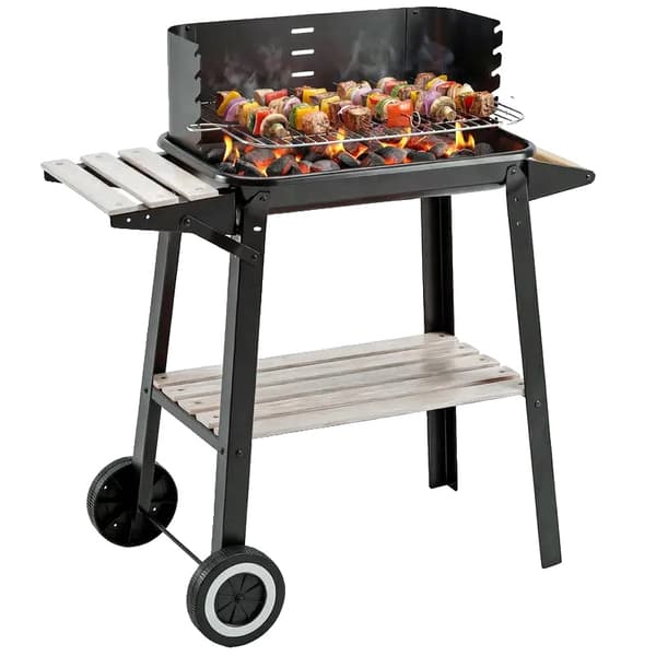 Kolgrill, Justerbart Grillgaller, Terränghjul,Som bild