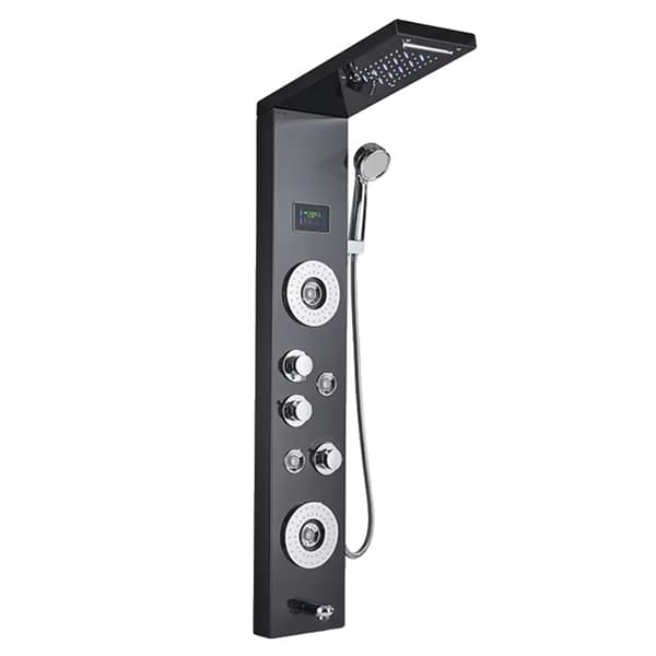 Bruserpanel, Integreret LED-lys, Kropsmassagejet,Sort 8006