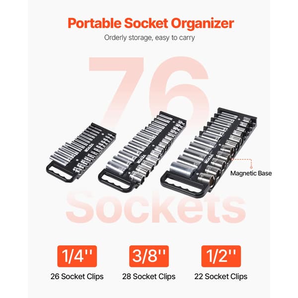 Socket Organizer, Magnetisk Bas, Bärbar Design,3-delar