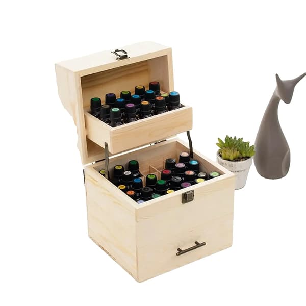 Förvaringslåda för eteriska oljor, rymmer 59 flaskor, hållbar design,trä