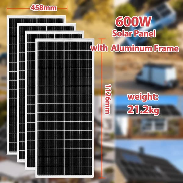 Solpanel, Monokristallint kisel, Vattentät design,600W 4st 150W