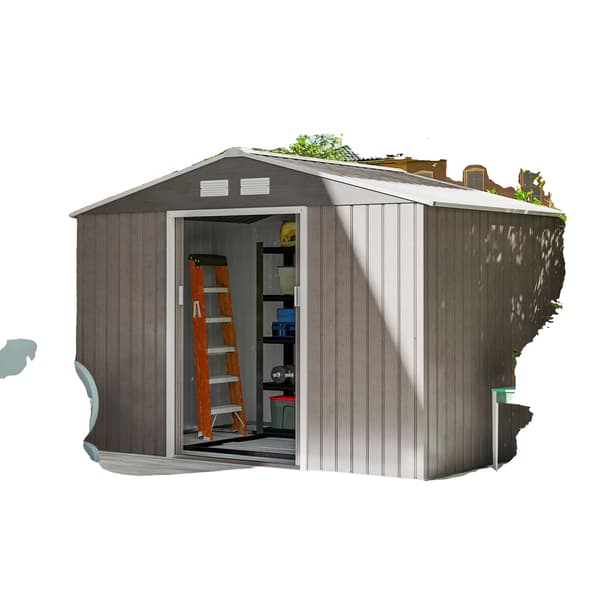 Trädgårdshus, Metallkonstruktion, Sadeltaksdesign, Brun
