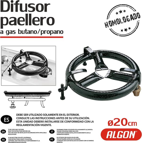 Paella Diffuser, Emalje Design, Egnet til Gasgrill,20 cm