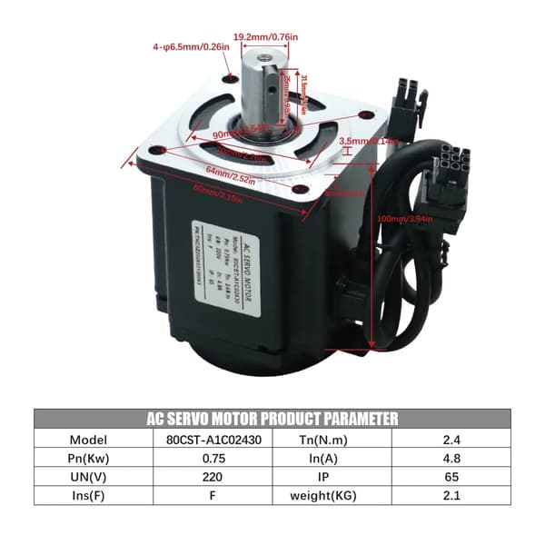 Servo Motor, 750W Udgivelses Effekt, Magnetisk Absolut Encoder,750W 220V