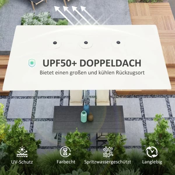Solskyddsparaply, UV-skydd 50+, Vindresistent design,Beige