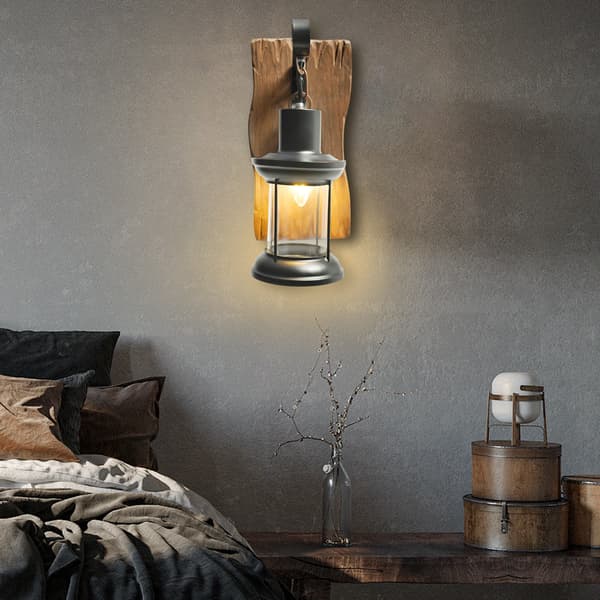 Væglampe, Industriel Rustik Stil, Holdbare Materialer,sort