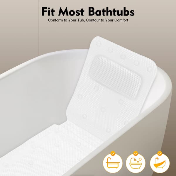 PVC Badkar Matta, Ergonomisk Kudde, Halkfri Design,VIT