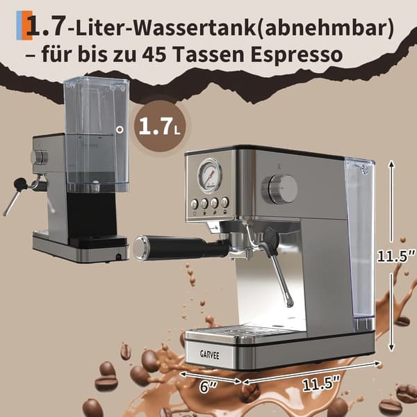 Espressomaskin, 20 Bar Pumptryck, Thermoblock Värmesystem,Silver