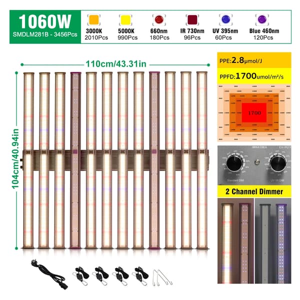 LED Växtlampa, Full Spektrum, Dimmbar,Varm vit