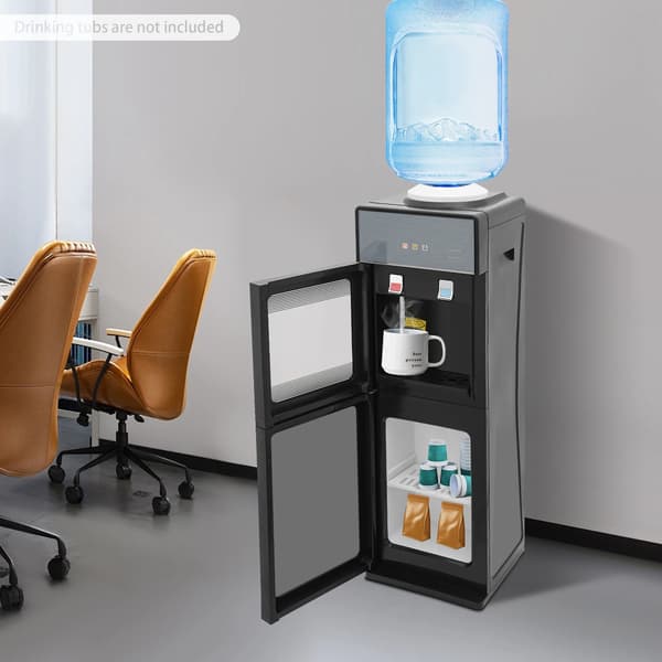 Vanddispenser, Toplæsning Design, Varme og Kolde Vandmuligheder,sort
