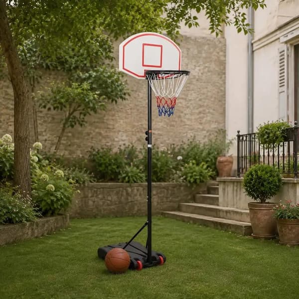 Basketball Stativ, Justerbar Højde, Holdbart Materiale,Hvid