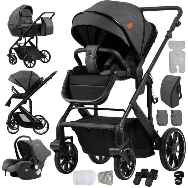 Babyskydd, 3-i-1 Design, Kompakt och Sammanfällbar,688-DJUPGRÅ