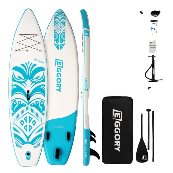 Stand Up Paddle Board, 11FT Længde, Holdbart PVC Materiale,Blå og Hvid Totem