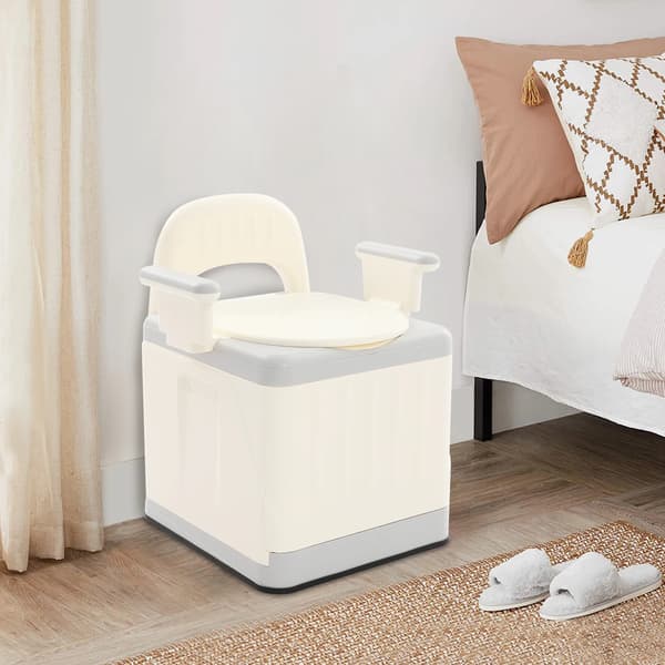 Bärbar Toalett, Fällbar Design, Lättviktig Struktur,Beige