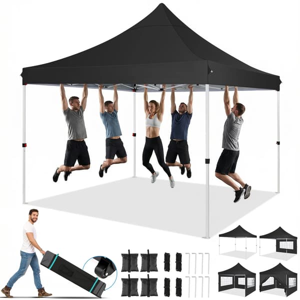 Gazebo, Vandtæt, Justerbar Højde,Sort