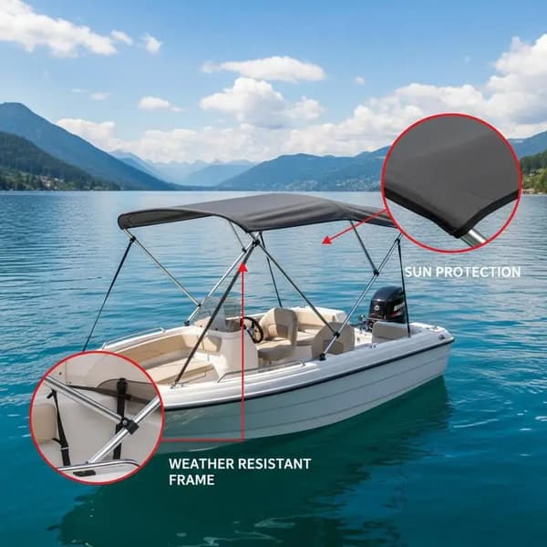 Bimini Top, Holdbart Stof, Justerbar Ramme,sort
