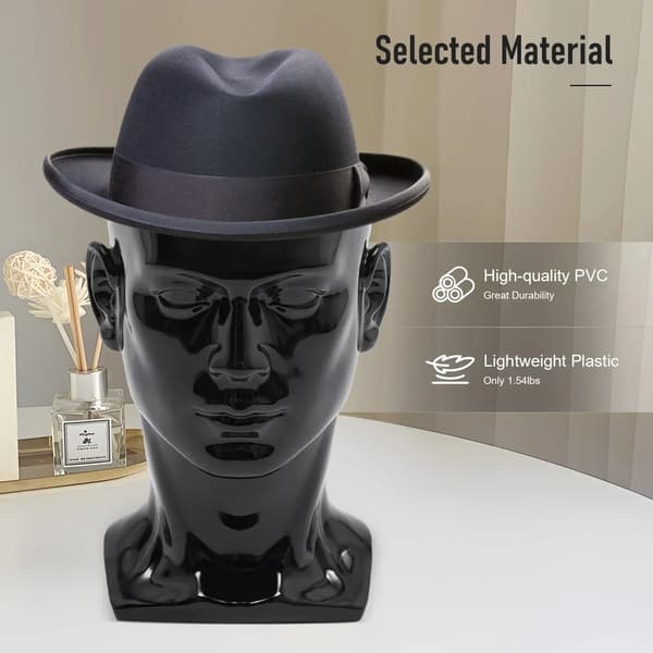 Mannequinhuvud, PVC-modell, stabil bas,Svart