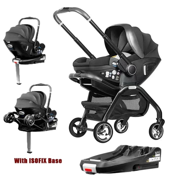 Babyvogn, Multifunktionel, Bærbar Design,sort