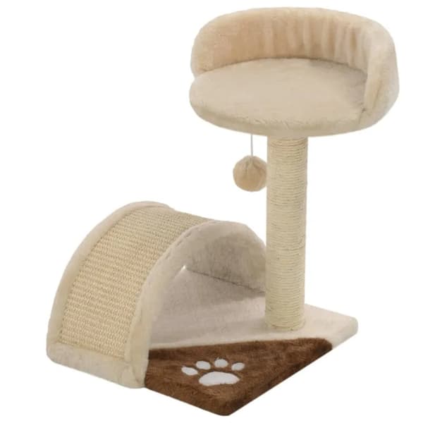 Kattträd, Hållbart Tyg, Dubbel Våning Design,Beige