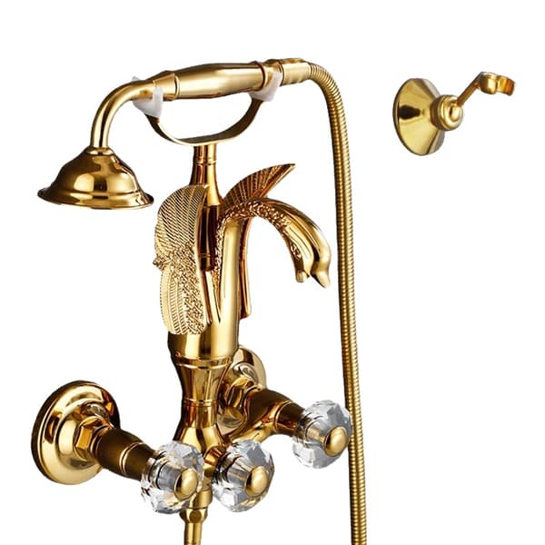 Badekar Vandhane, Messing Materiale, Dobbelt Temperaturkontrol,Guld