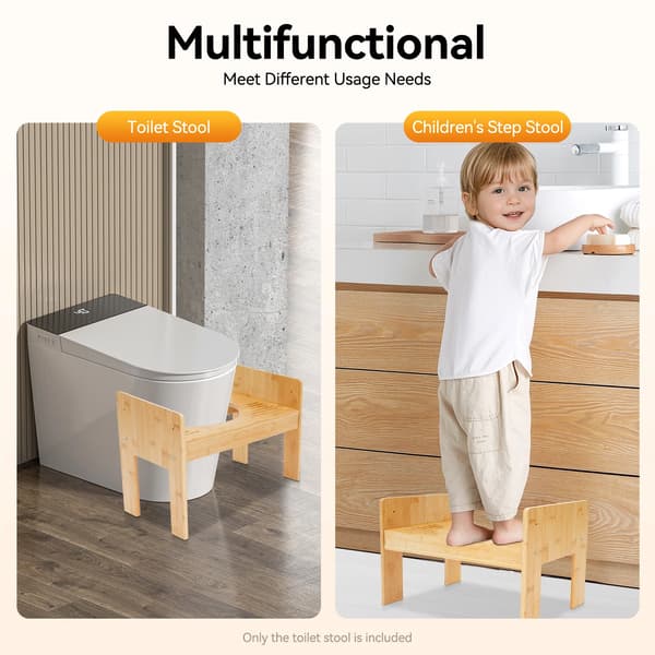 Toalettpall, Ergonomisk Bambudesign, Stöder Bättre Hållning,Guld