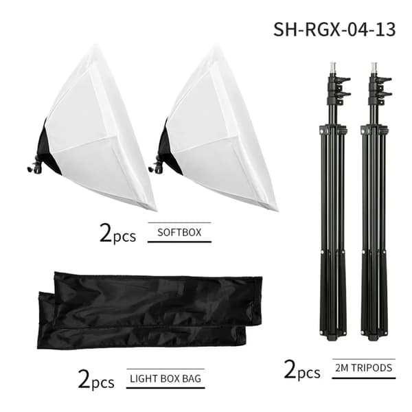 Softbox Kit, Justerbar Lyskildevinkel, Holdbart Materiale,2 sæt uden pære