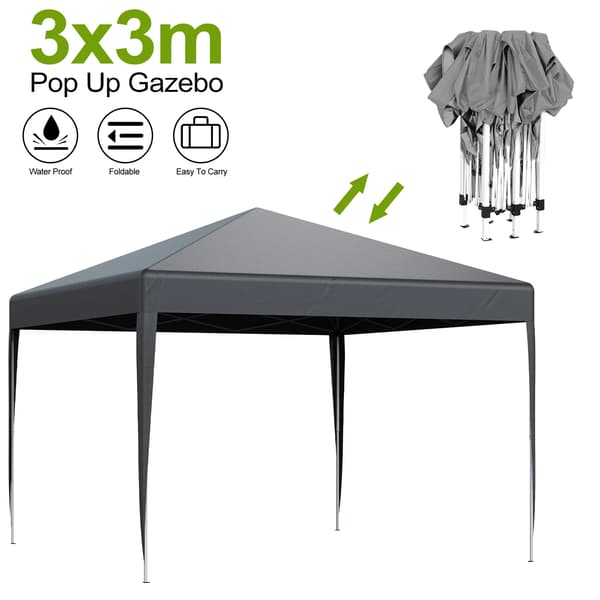 Paviljong, Snabb Montering, Rymligt Boende,Grå 3X3M