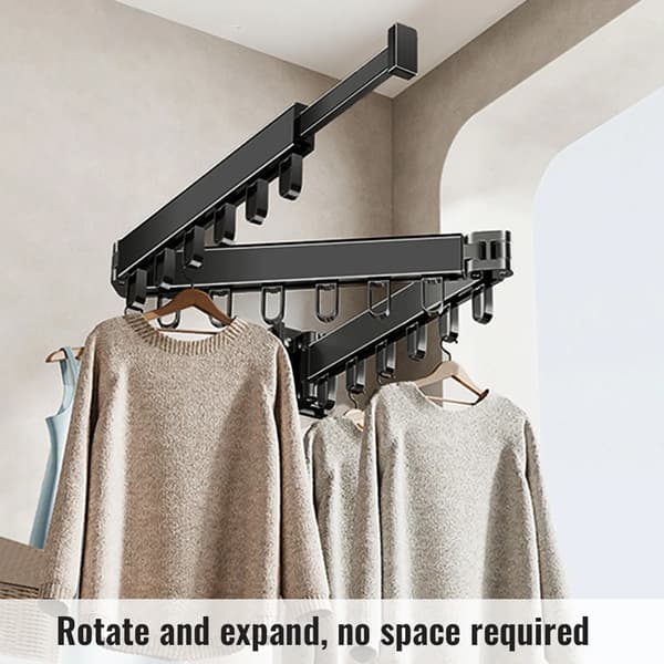 Tøj tørrestativ, sammenfoldeligt design, plads aluminium materiale,sort