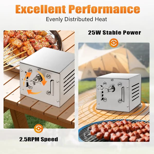 Grillmotor, Rustfrit Stål, Højtydende 25W,Sølv