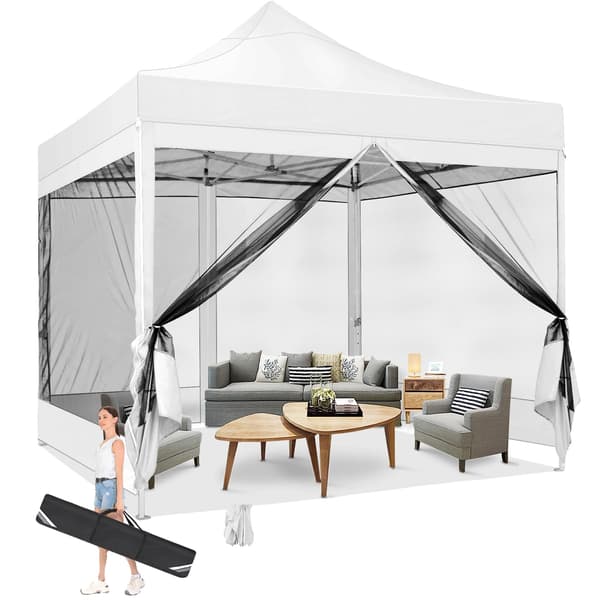 Pop-up Paviljong, Justerbar Höjd, Vattentät Design,Vit