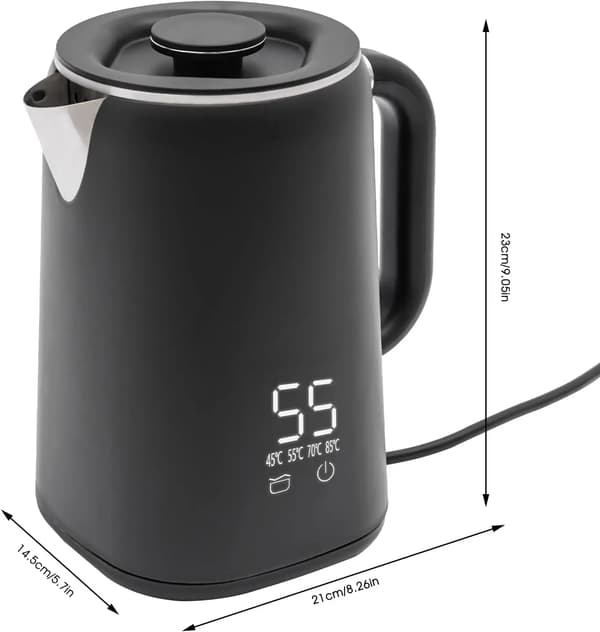 Elkedel, 1,7 liter, 1500 watt, 5 temperaturindstillinger, rustfrit stål, LED-display