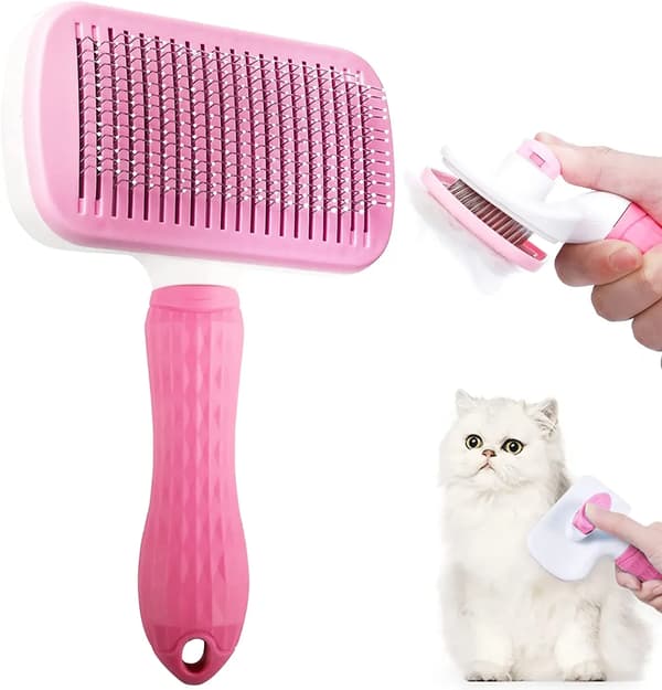 Fjernelse af dyrehårbørste, rustfrit stål, multifunktionelt plejeværktøj,Firkantet Pink