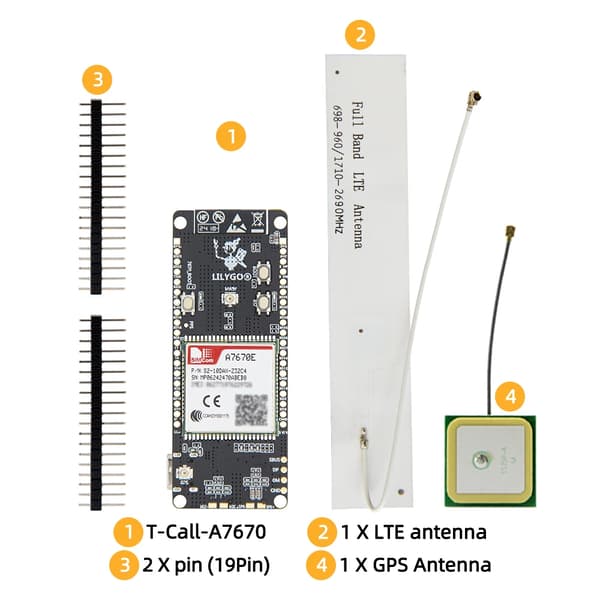 Udviklingskort, ESP32 Chipset, LTE GSM Mobilnetværk,A7670E