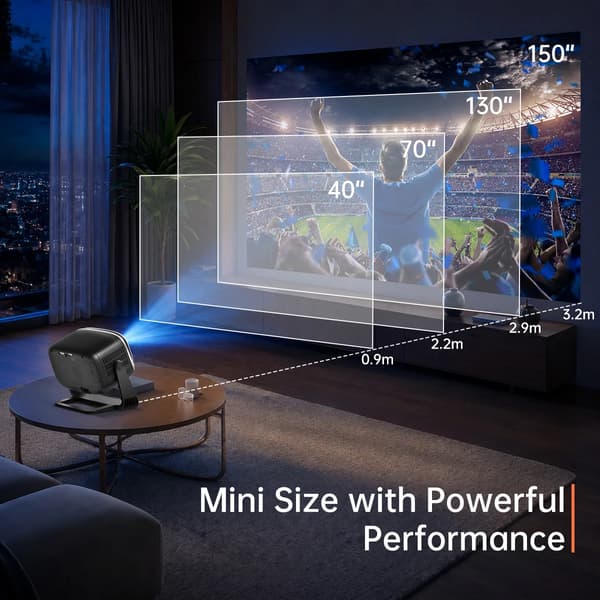 Projektor, 4K understøttelse, dual WiFi og Bluetooth-forbindelse,Projektor RC6