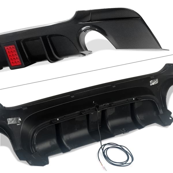 Bageste kofanger diffuser, LED bremselys, ABS plastkonstruktion,Kulfiberlook