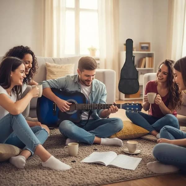 Akustisk Gitarrset, Komplett Nybörjarkit, Inkluderar Väska och Tillbehör,Blå