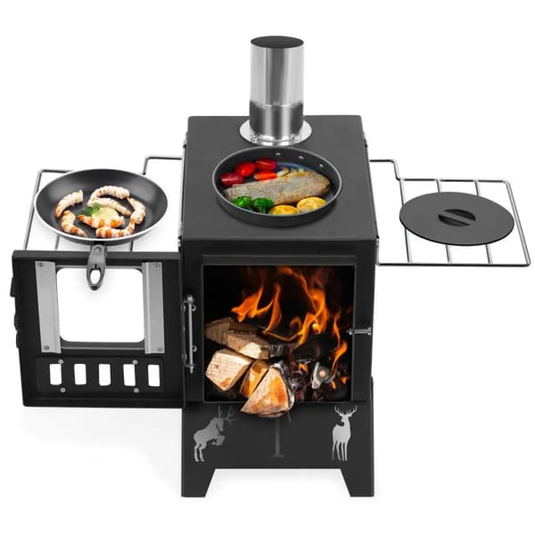 Vedeldad Spis, Bärbar Design, Justerbara Luftventiler,1 Set