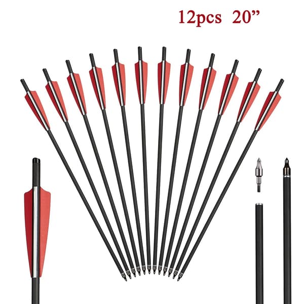 Båge Pil, Blandat Kolfiber Material, Lämplig för Bågar Under 250lbs,12st RW