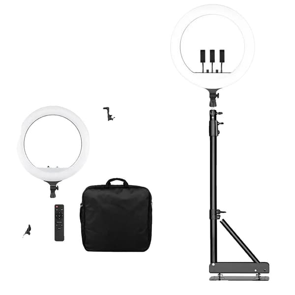 Ring Light, Dæmpbar Lysstyrke, 360° Rotation,135cm stativ