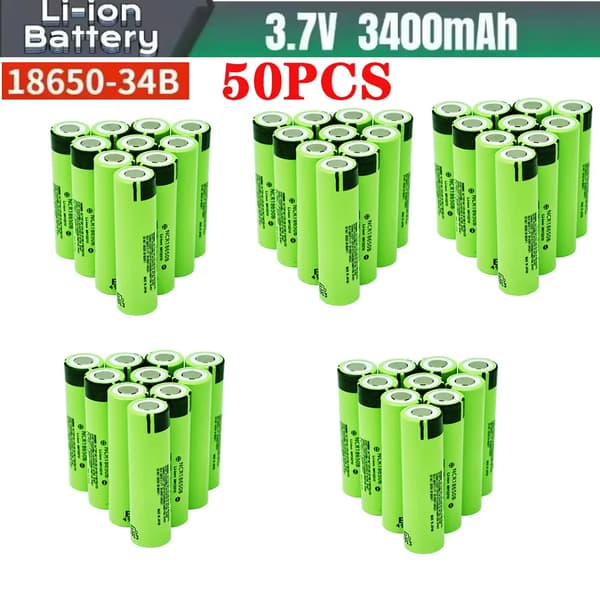 Lithium-ion batteri, 3400mAh kapacitet, 3.7V spænding,34B-50PCS