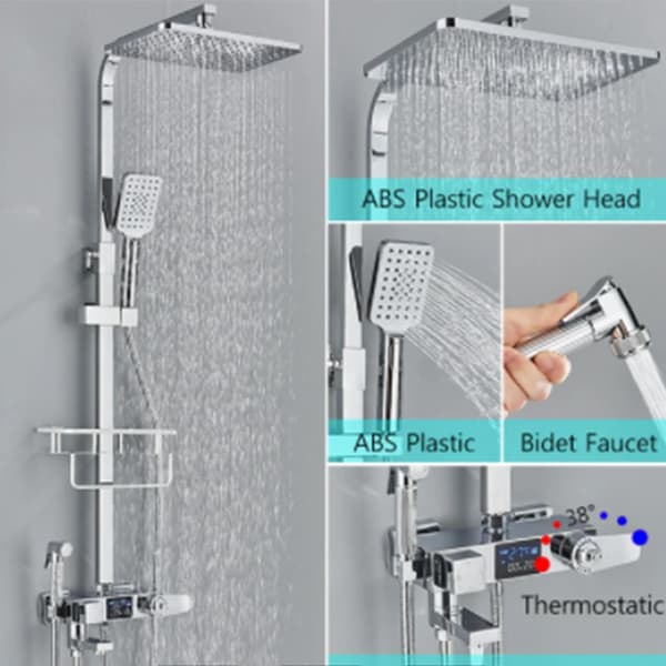 Bruserarmatur Sæt, Termostatisk Kontrol, Moderne Design,Chrome B