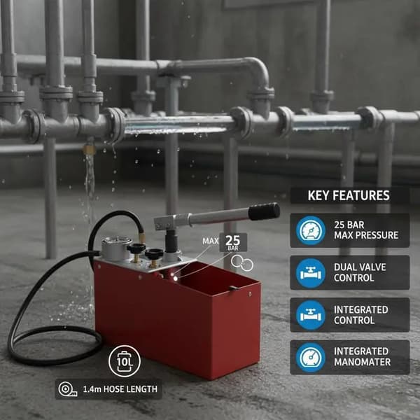 Trycktestpump, Manuell Hydraulisk, 25 Bar Kapacitet,GUL