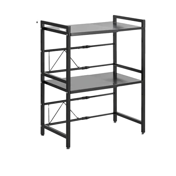 Mikrovågsugn Förvaringsställ, Utökningsbart, Fällbart Design,ES-Svart