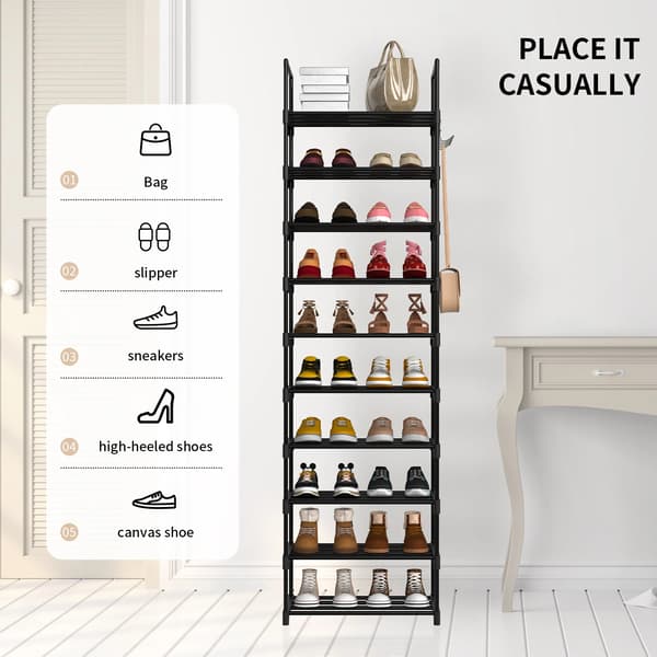 Sko Rack, 10 Niveauer, Pladsbesparende Design,TM-XJ-10