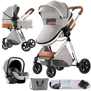Barnvagn, 3-i-1 Resesystem, Sammanfallande Design,YV9-LIGHTGREY